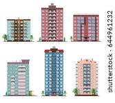 Set of different panel residential houses. collection of colorful vector flat illustration.