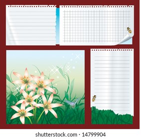 A set of different paper notes styles