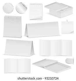 Set of different paper objects, vector eps10 illustration