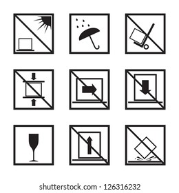 set of different parcel signs