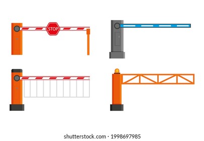 Set with different parcking barrier vector illustration in a cartoon flat style isolated on white background.