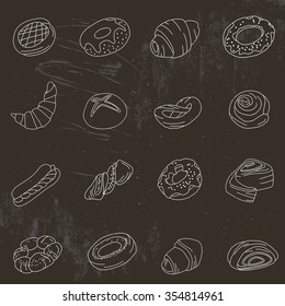 Set with different  pastry.