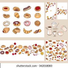 Set with different  pastry. Different taste and color.