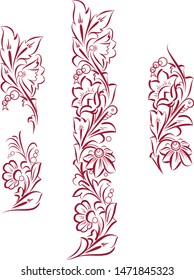 set of different patterns with floral motifs on a white background
