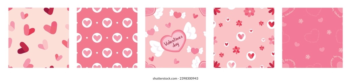 Set of different patterns for Valentine's Day celebration