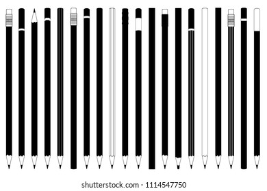 Set of different pencils isolated on white
