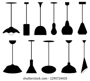 Set of different pendant lamps isolated on white