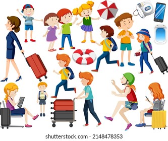 Set of different people cartoon character illustration
