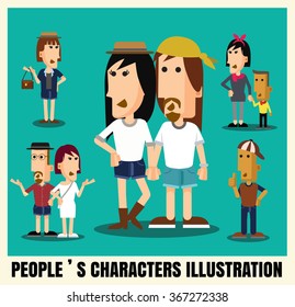 set of different people characters illustration