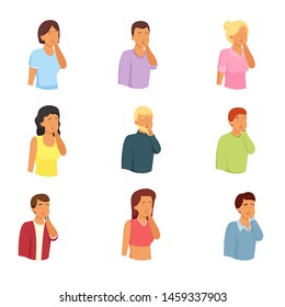 Set of different people characters, womens and mens with facepalm