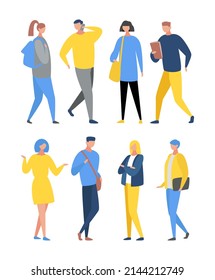 Set of different people. Group of people in different poses, simple vector flat illustration isolated on white background