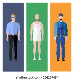 Set of  different People Icon In Flat style ( 3 People )