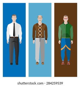 Set of  different People Icon In Flat style ( 3 People )