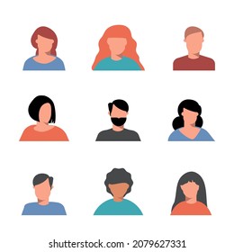 Set of different people icons with faces