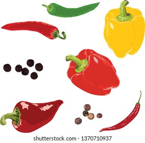 set of different peppers