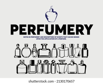 Set of different perfume bottles