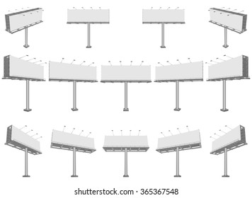 
Set of different perspectives advertising construction for outdoor advertising big billboard. Vector billboard for your design.