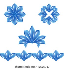 Set of different petals isolated on white background