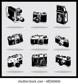 Set of different photocamers. vector