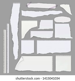 Set of different pieces of paper leaves. Vector illustration.