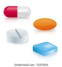 Set of different pills