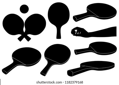 Set of different ping pong rackets isolated on white