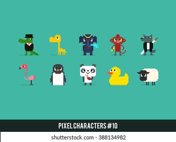 Set Different Pixel Art Animals Stock Vector (Royalty Free) 388134982