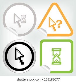 set of different pixel cursors icons on sticker button in modern style. eps10 vector illustration