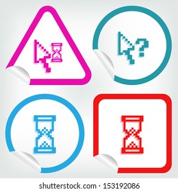 set of different pixel cursors icons on sticker button in modern style. eps10 vector illustration