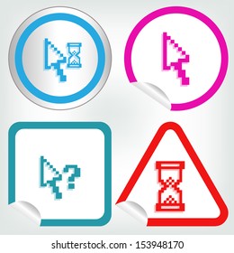 set of different pixel cursors icons on sticker button in modern style. eps10 vector illustration 