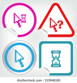 set of different pixel cursors icons on sticker button in modern style. eps10 vector illustration 