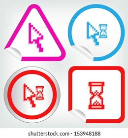 set of different pixel cursors icons on sticker button in modern style. eps10 vector illustration 