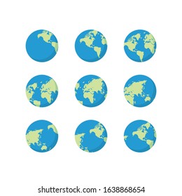 Set of Different Planet Earth Globes Isolated on White Background Illustration Vector