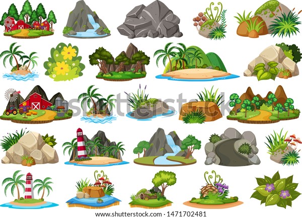 Set Different Plants Landscapes Illustration Stock Vector (Royalty Free ...