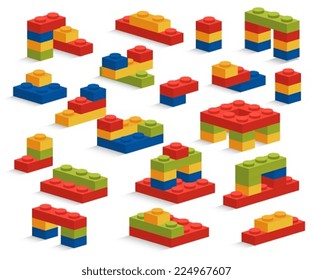 Set of different plastic pieces or constructor