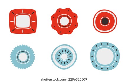 Set of different plates. Beautiful kitchen utensil in flat style.