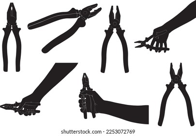 Set of different pliers isolated on white