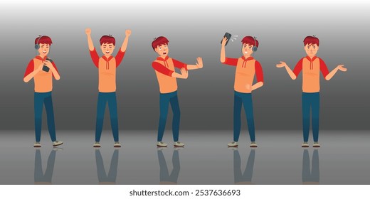 Conjunto de diferentes poses de brazos y piernas, cabeza y posiciones del cuerpo para la animación y la creación de sus propias opciones de personaje. Kit DIY. Ilustración vectorial en estilo plano