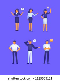 Set different poses business characters for animation and other projects. 3d stylized. Vector illustration