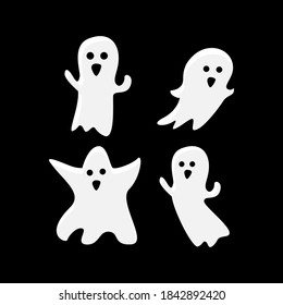 Cute Ghost Icon Isolated On Black Stock Vector (Royalty Free) 721192231 ...