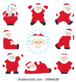 set of different poses santa