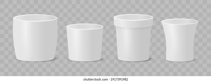 Set of different pots for house plants and flowers in realistic style. Blossom plant, botanical, flower pot. White ceramic flower pots.