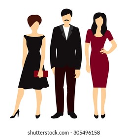 Set of different pretty women's and man