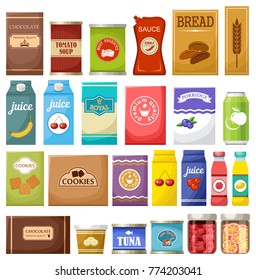 Set of different products. Vector illustration