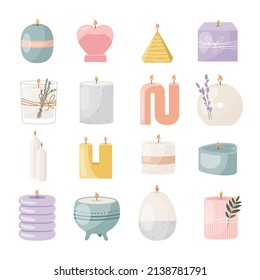 
A set of different promatic candles of unusual shapes. Meditation, calmness and relaxation.