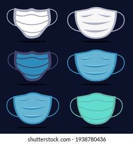 A set of different protective medical masks. Vector 