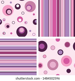 Set of different purple textures on a seamless pattern.