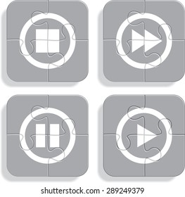 Set of different puzzle media icons. Vector illustration