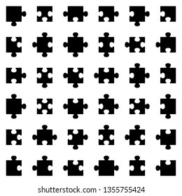 Set of different puzzle pieces isolated on white	