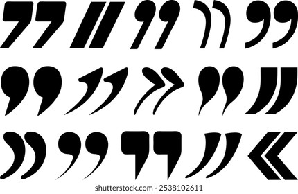 Set of different quotation marks symbols isolated on white